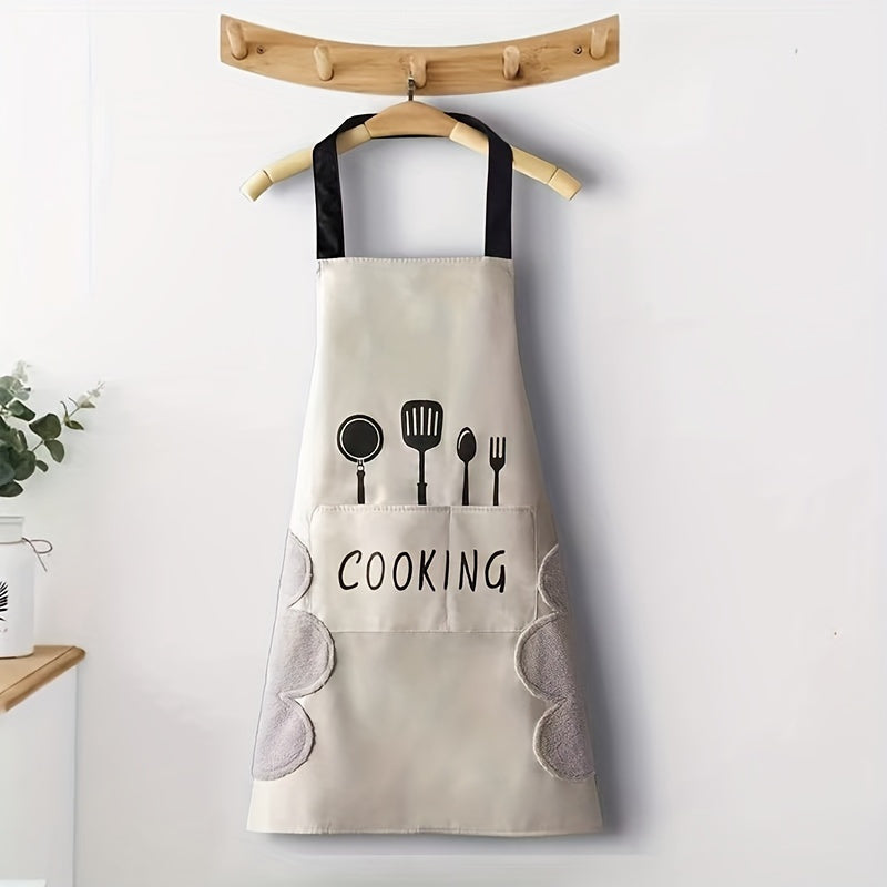 Long-lasting Waterproof Polyester Apron with Convenient Pockets - Oil-Resistant, Easy to Clean Cooking Apron for Both Men & Women - Ideal for Use in the Kitchen and Restaurant Settings