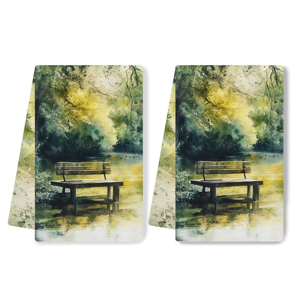 Set of 2 Kitchen Towels - Featuring the Serene Beauty of a Peaceful Garden, Luxuriously Soft and Absorbent Dish Hand Towels for Holiday Decorating, Easy to Clean in the Washing Machine, Size 16x24 Inches_ Item Code: 2KYSYS1218638