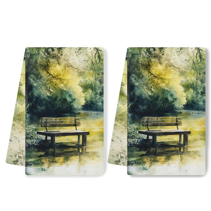 Set of 2 Kitchen Towels - Featuring the Serene Beauty of a Peaceful Garden, Luxuriously Soft and Absorbent Dish Hand Towels for Holiday Decorating, Easy to Clean in the Washing Machine, Size 16x24 Inches_ Item Code: 2KYSYS1218638