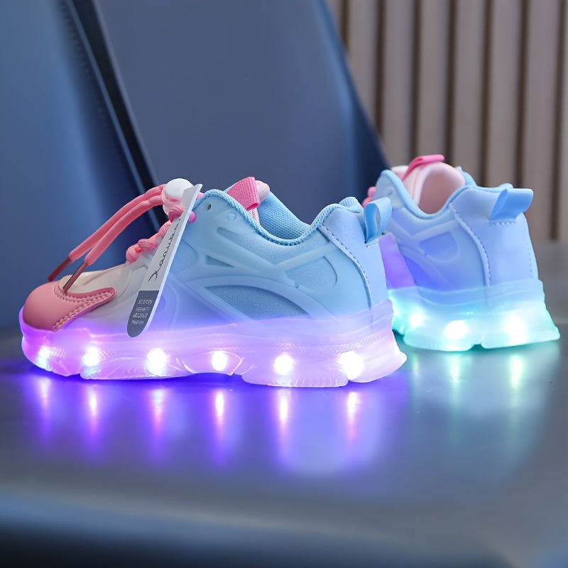 Rechargeable LED sneakers for boys with shock-absorbing non-slip feature, perfect for running and training.