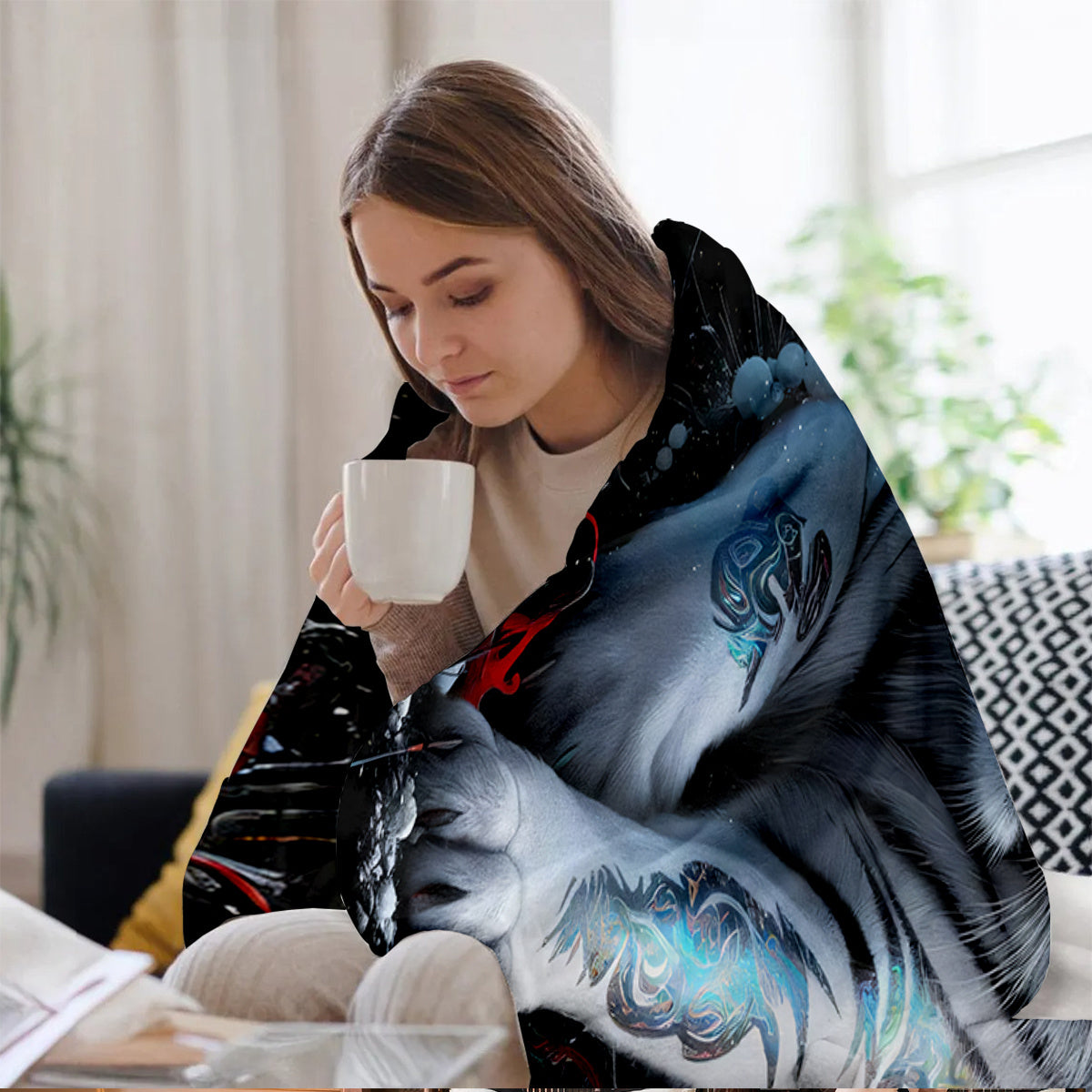 This versatile blanket showcases a stunning white tiger design, exuding artistic creativity and a strong presence. It can be used as a bedspread, towel blanket, nap blanket, or leisure blanket, making it ideal for travel. The soft, lightweight, and