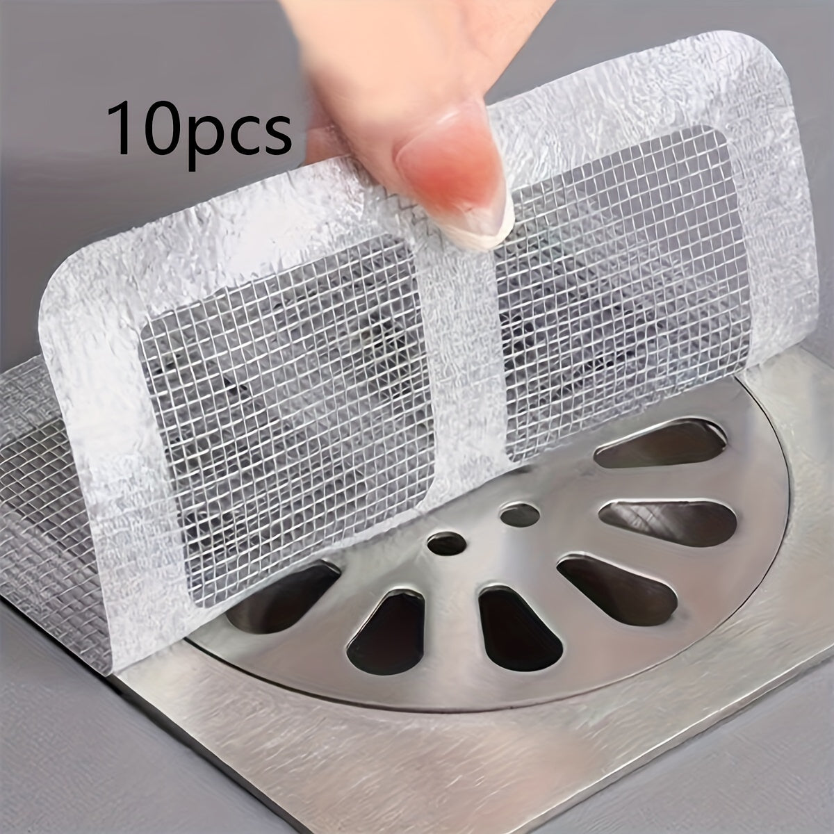 10-Pack of Self-Adhesive Shower Drain Hair Catcher Stickers for Bathroom and Bathtub, Essential Hair Stopper Filters.