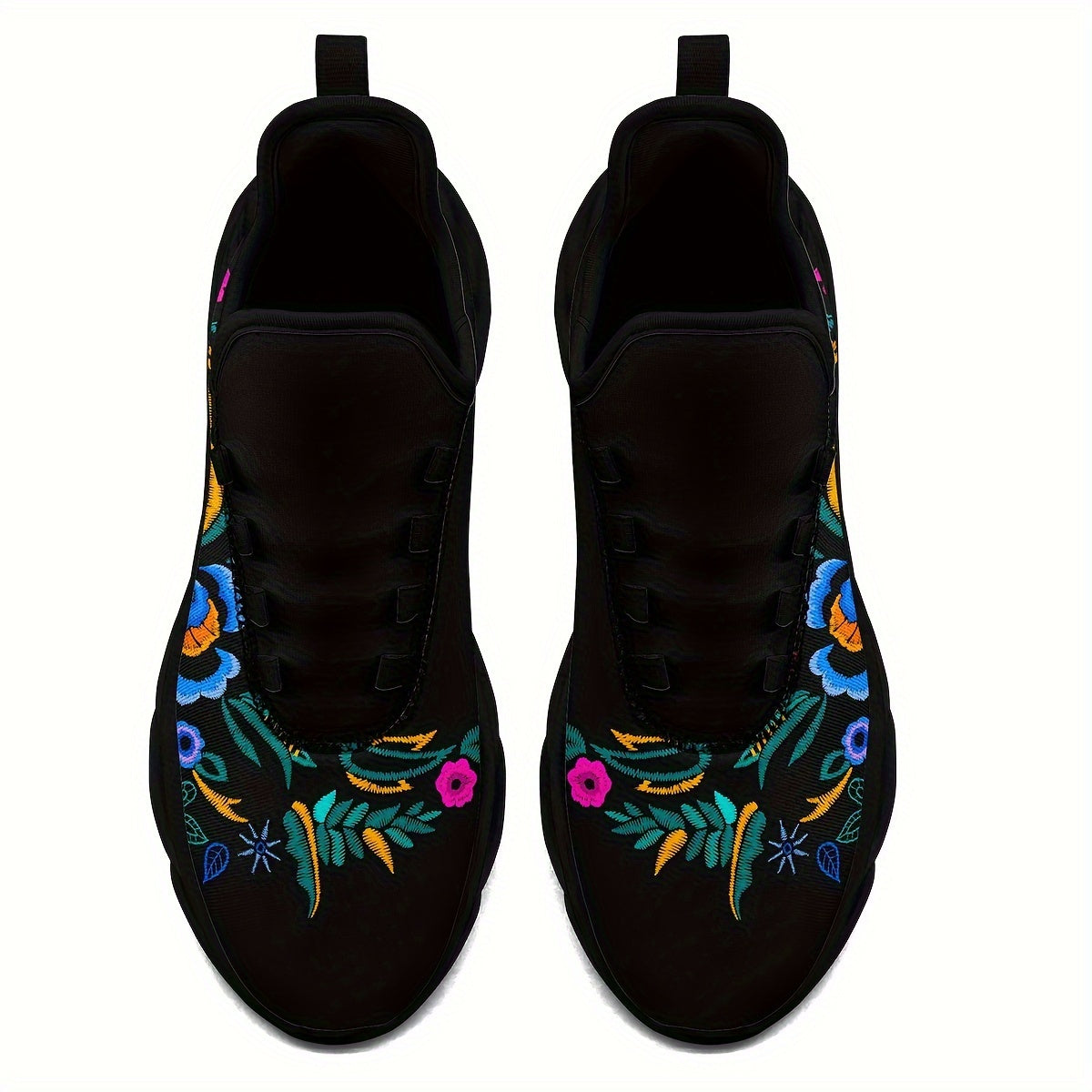 Breathable mesh sneakers with floral print for women featuring a height-boosting, lightweight design and non-slip sole. Includes bow detail and slip-on style, suitable for all seasons.