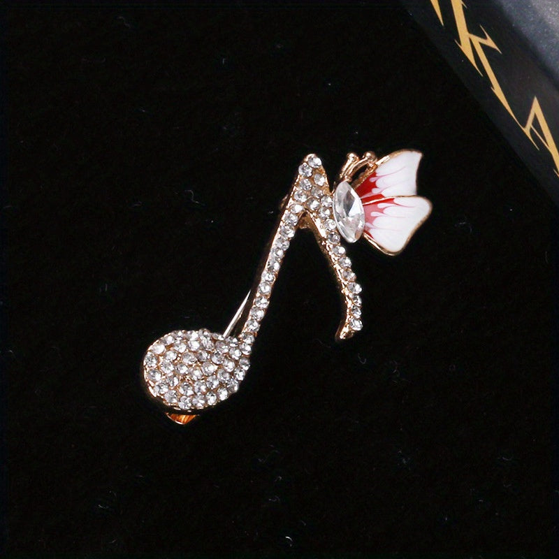 SKEDS Elegant Rhinestone Music Note Butterfly Brooch: Ayollar va Erkaklar uchun noyob moda pin