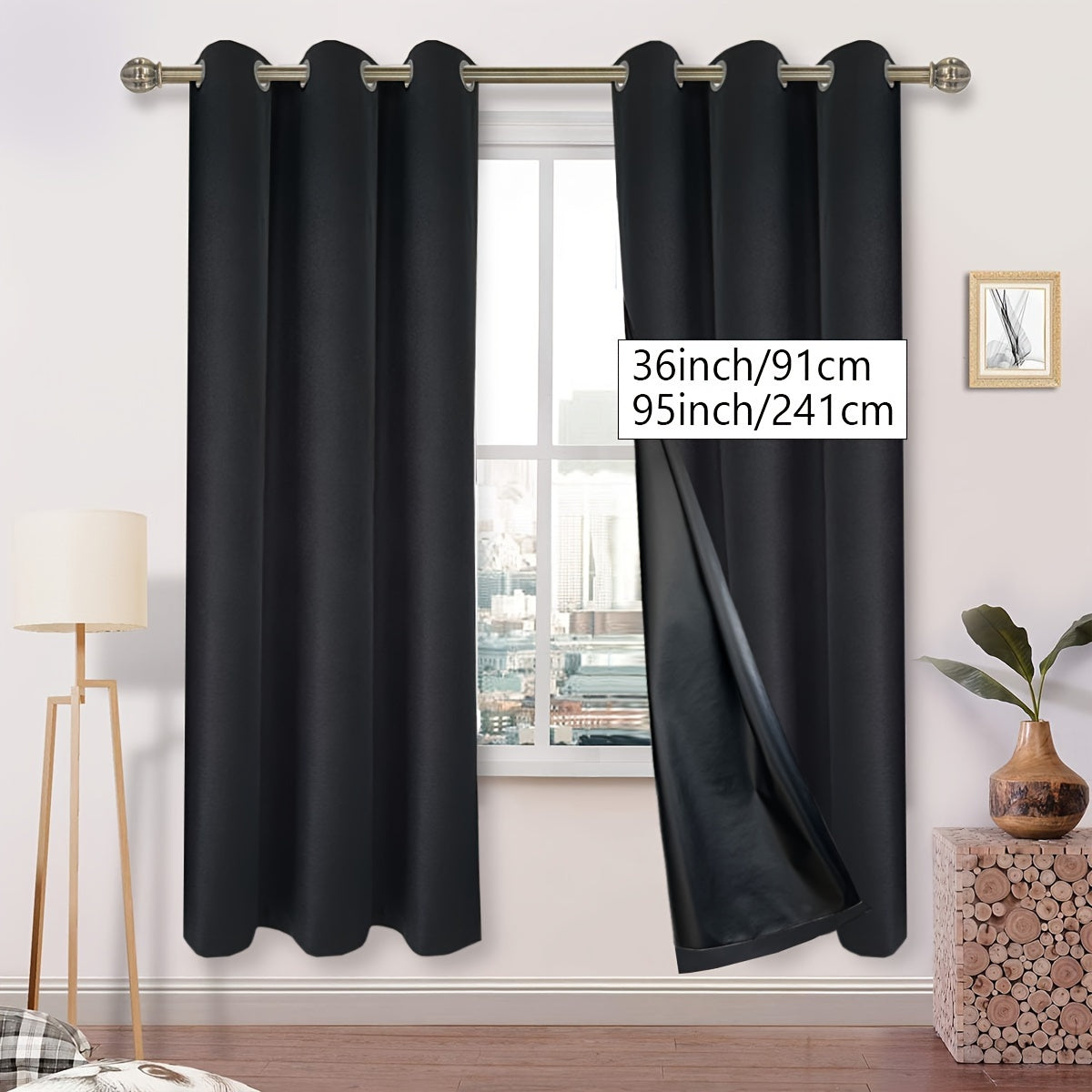 Blackout Faux Linen Imitation Textured Curtains with Grommet Top - Ideal for Bedroom, Living Room, Home Décor