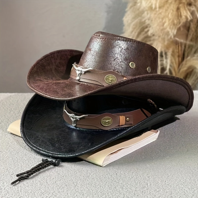 Breathable sunshade cowboy hat with rivets ideal for outdoor activities such as camping, fishing, mountaineering, and vacation.