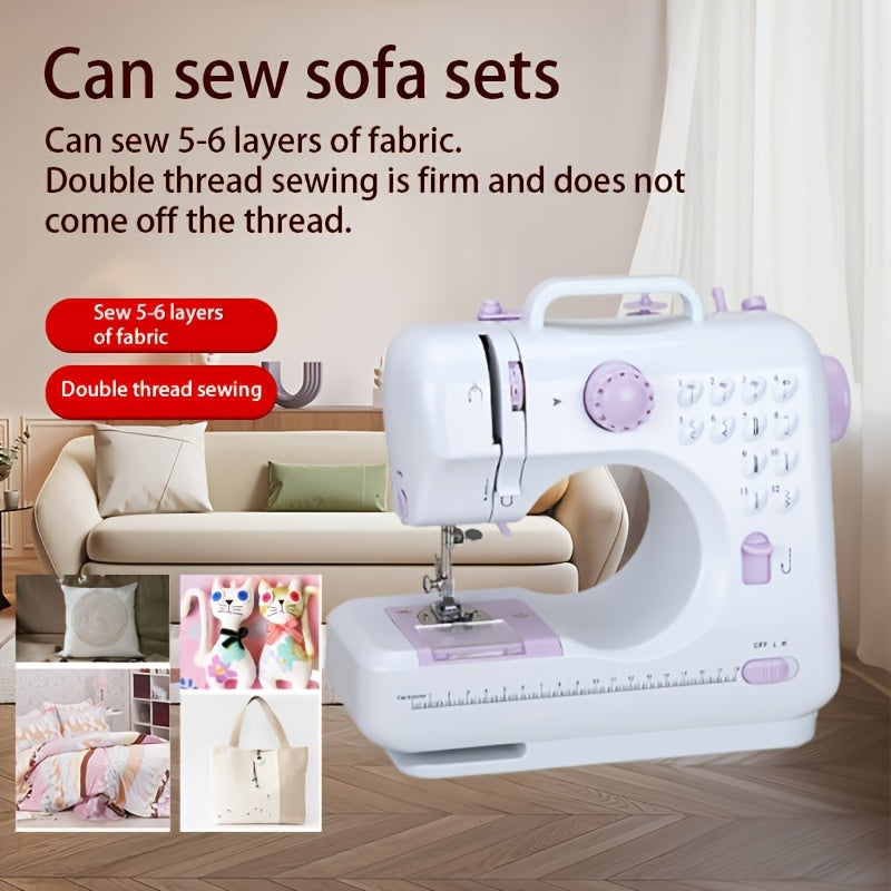 Portable sewing machine comply with European regulations - 12 stitches, dual-speed pedal, perfect for home and beginner use.