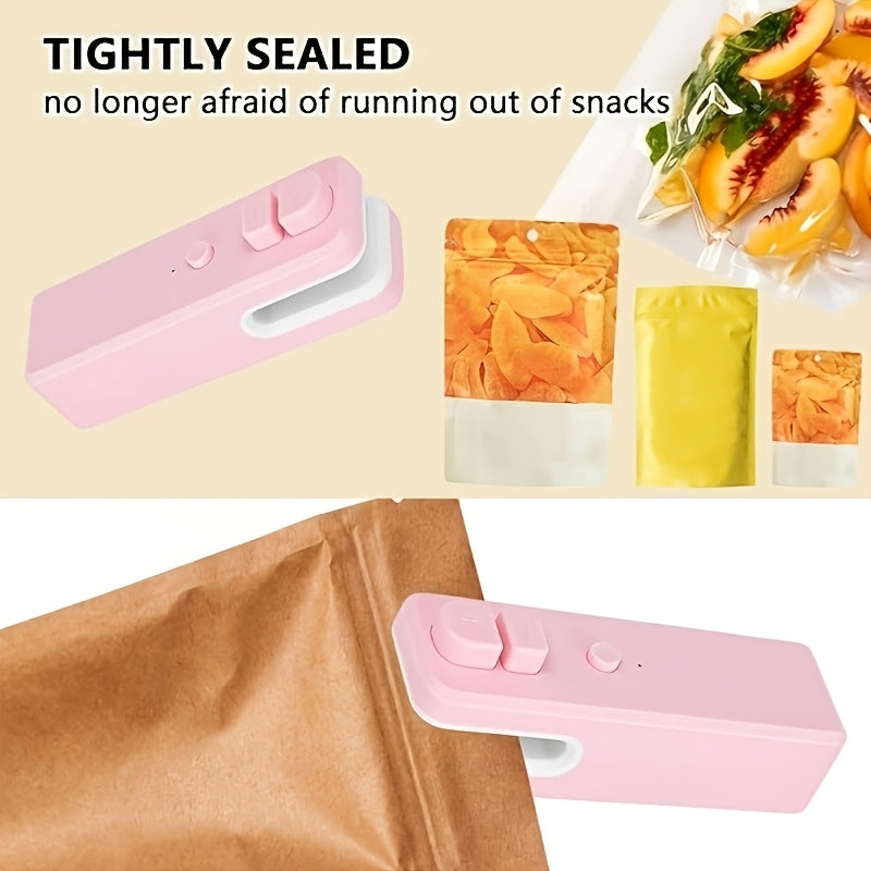 The WOSERLD Mini Bag Sealer is a portable handheld device that combines a heat sealer and cutter in one. This rechargeable USB sealer is made of ABS material and features a magnetic hot stamping machine. It is semi-automatic, with a power of 12W and a