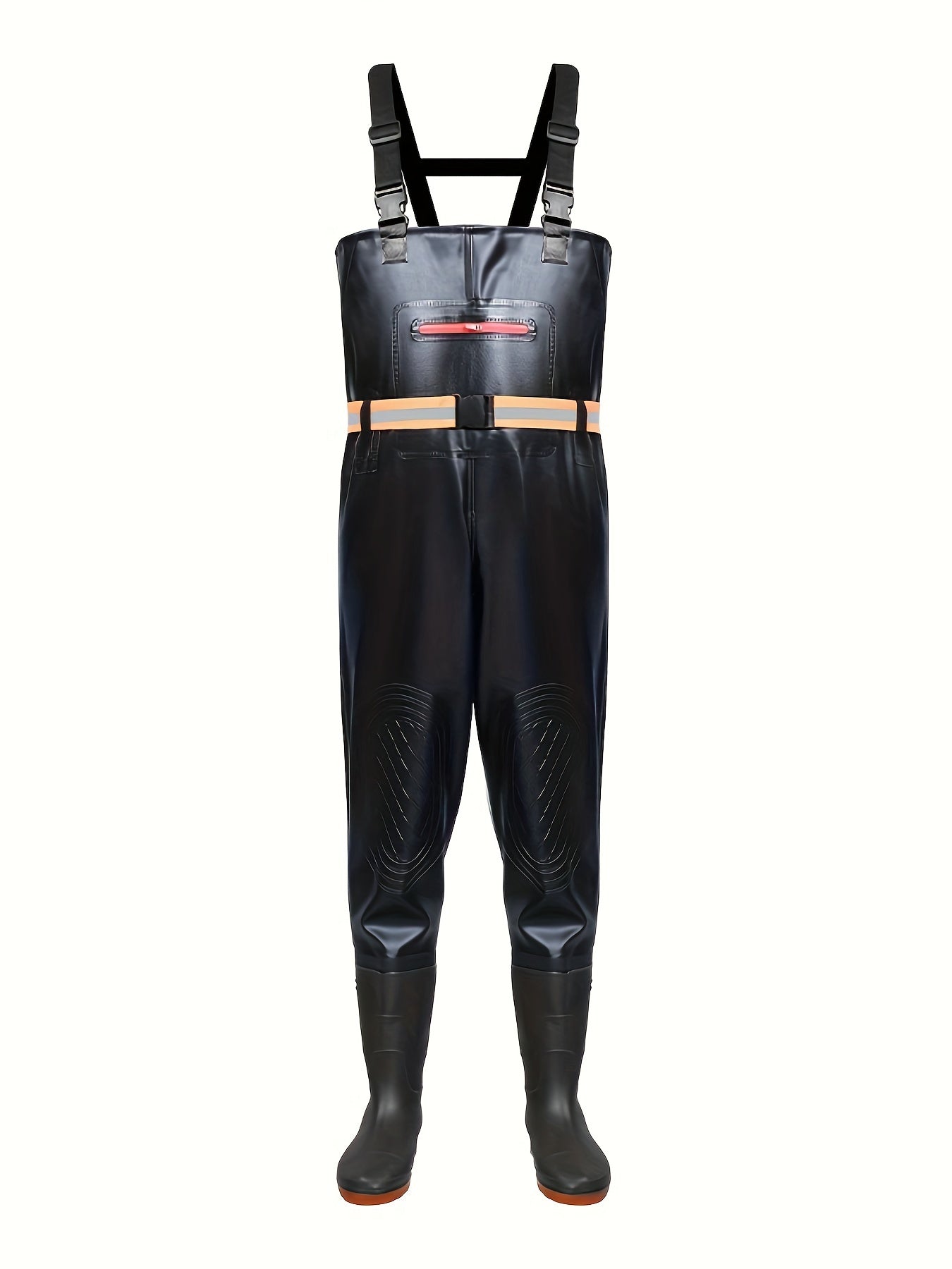 Men's waterproof jumpsuit rain pants with rain shoes and thickened half-body design for fishing and water sports.