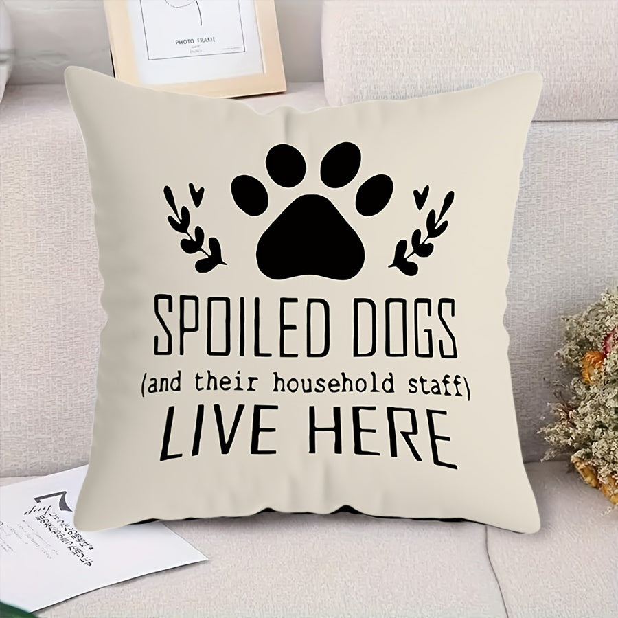 This MEMNUN Dog Lover's Delight Throw Pillow Cover is the perfect addition to any pet lover's home decor. Featuring a combination of humorous paw print designs and heartfelt quotes, this soft polyester cover measures 44.96 x 44.96 cm and includes a