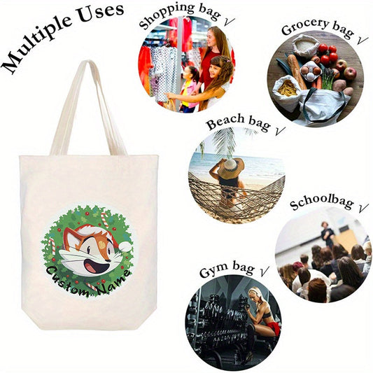 Customize your own ICEBANNER Canvas Tote Bag featuring a festive Santa Claus and Reindeer design! This versatile, reusable shoulder carryall is perfect for shopping, beach trips, and business use. It also makes a thoughtful and personalized promotional