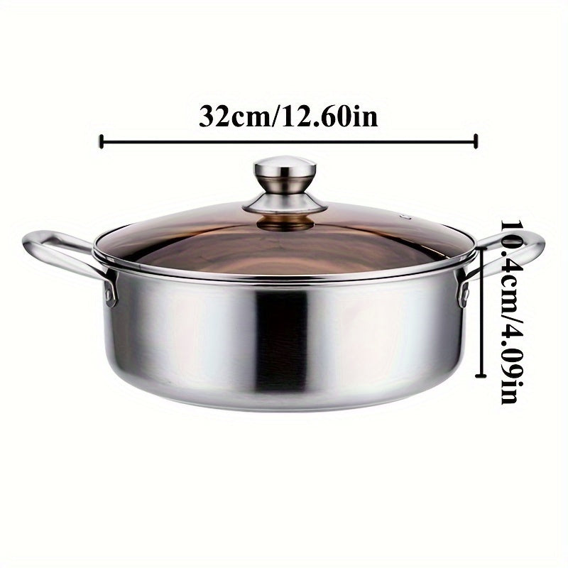 No Electricity Needed Stainless Steel Hot Pot Set with Divider – Dual Flavor Cooking Pot, Increased Capacity, Suitable for Home and Restaurant Use on Induction & Gas Stoves