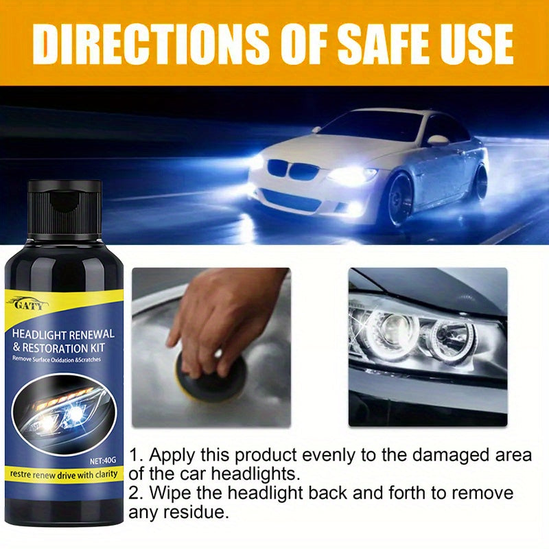 Universal car headlight restoration paste made of ABS material removes scratches and restores motorcycle headlight luster.