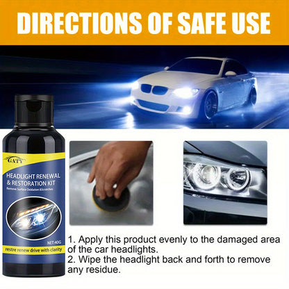 Universal car headlight restoration paste made of ABS material removes scratches and restores motorcycle headlight luster.