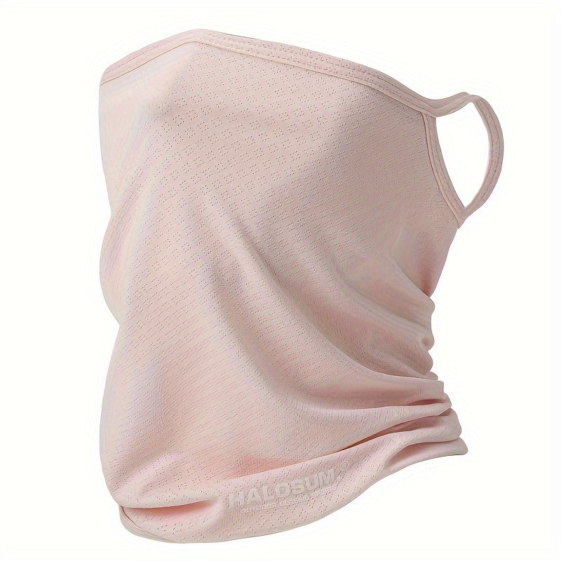 New sunscreen mask suitable for both men and women, featuring a solid color design with letters on it. This elastic and breathable neck cover is perfect for outdoor activities such as riding, offering sun protection.