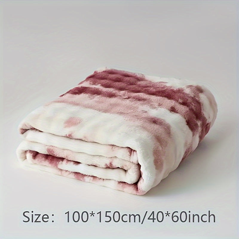 Soft and Cozy Gradient Bubble Fleece Throw Blanket made with Milk Velvet, Perfect for All Seasons. Versatile Nap Blanket for Office or Sofa, with Traditional Style and Machine Washable Polyester Non-Woven Fabric.