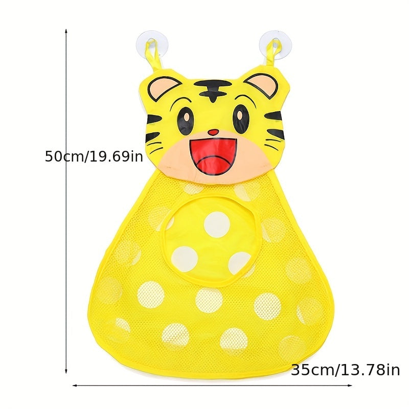 Mesh Net Toy Storage Bag with Suction Cups for Kids Bath Time, featuring Cute Duck and Frog Designs. Ideal as Bath Game Bag and Bathroom Organizer. Perfect for Christmas, Halloween, Thanksgiving, or Easter Gift.