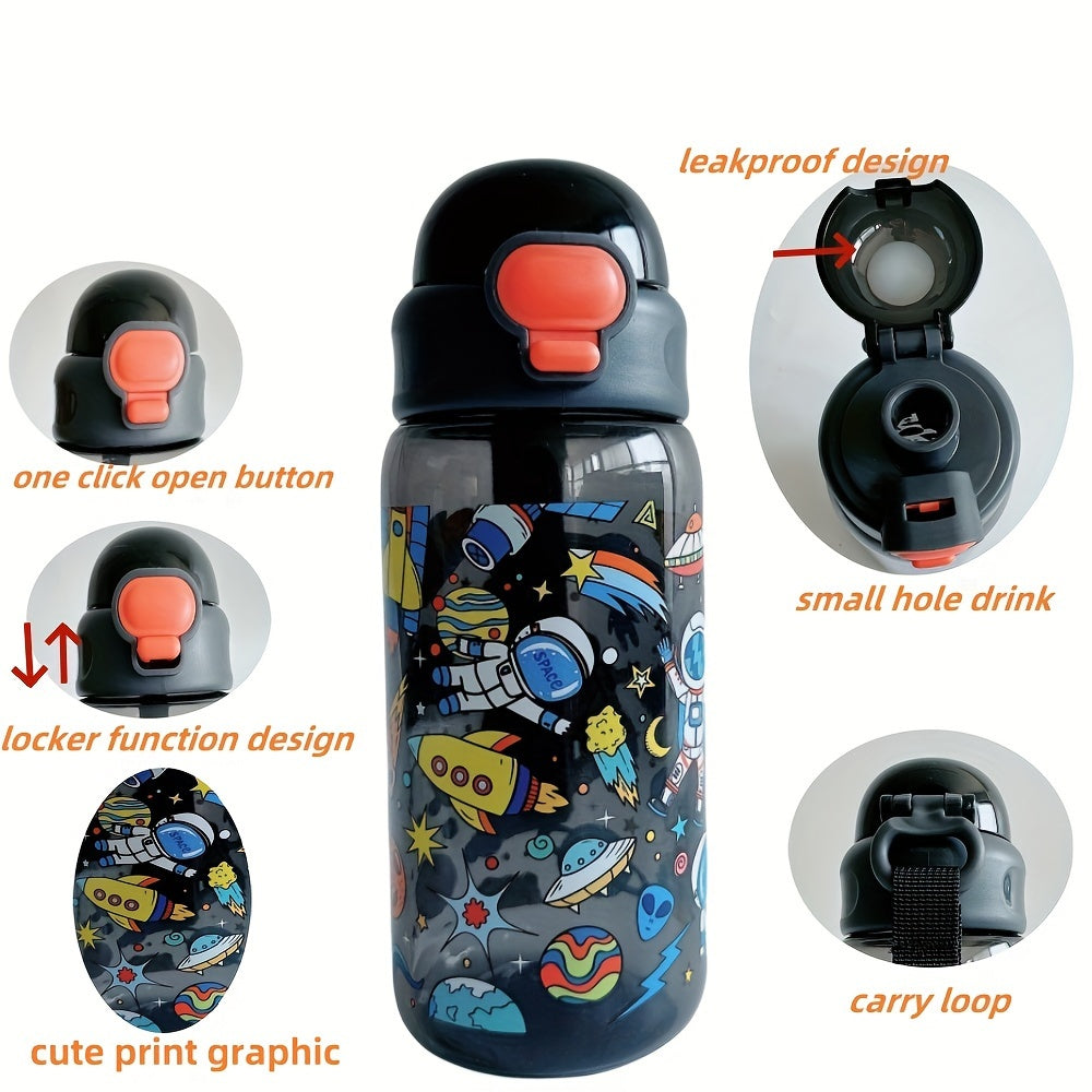 2 packs of 20oz thermal transfer cartoon pattern water cups with portable handles, perfect for home, outdoor activities, and gifts.