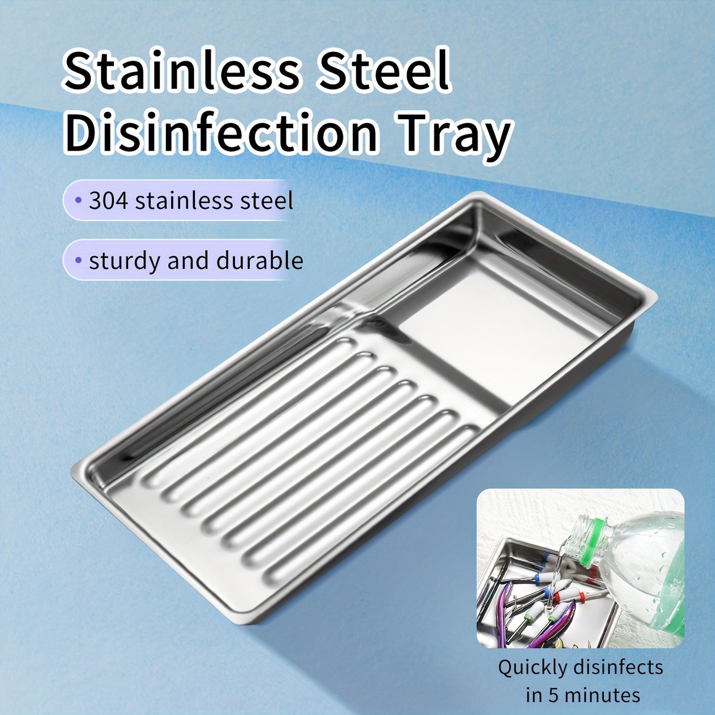 High-quality stainless steel tray for sterilizing nail tools in salons and at home, with a design for effective sanitization.