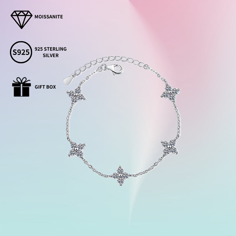 This stunning S925 Sterling Silver Moissanite Hexagonal Star Bracelet is the ideal gift for Mother's Day, Valentine's Day, any travel adventure, vacation, birthday celebration, or family gathering.