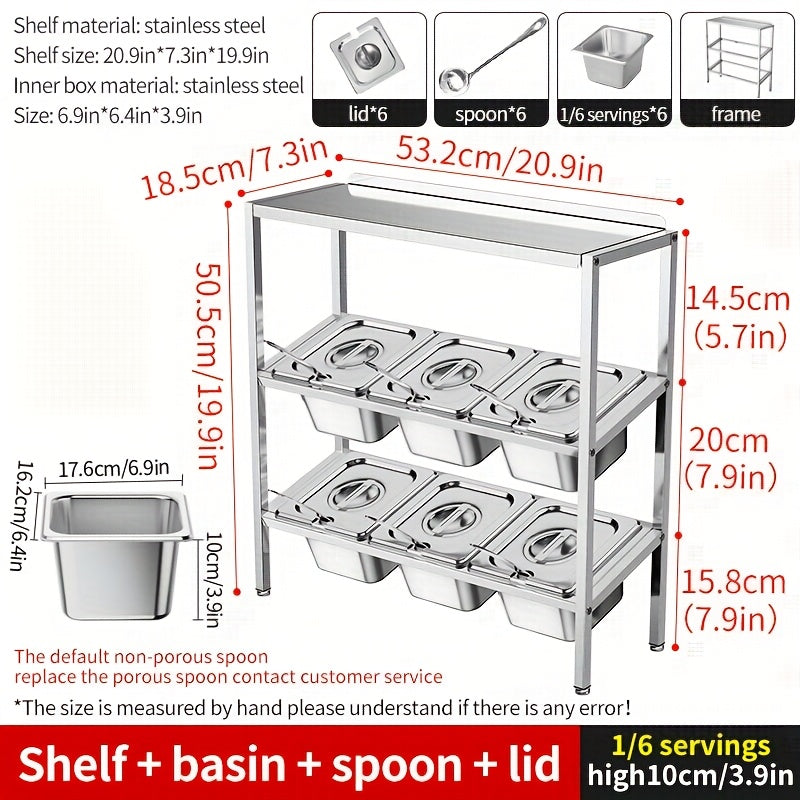 Durable Stainless Steel 3-Tier Kitchen Organizer with Lids - Ideal for Storing Spices, Fruits, and More | Efficient Countertop Storage Solution