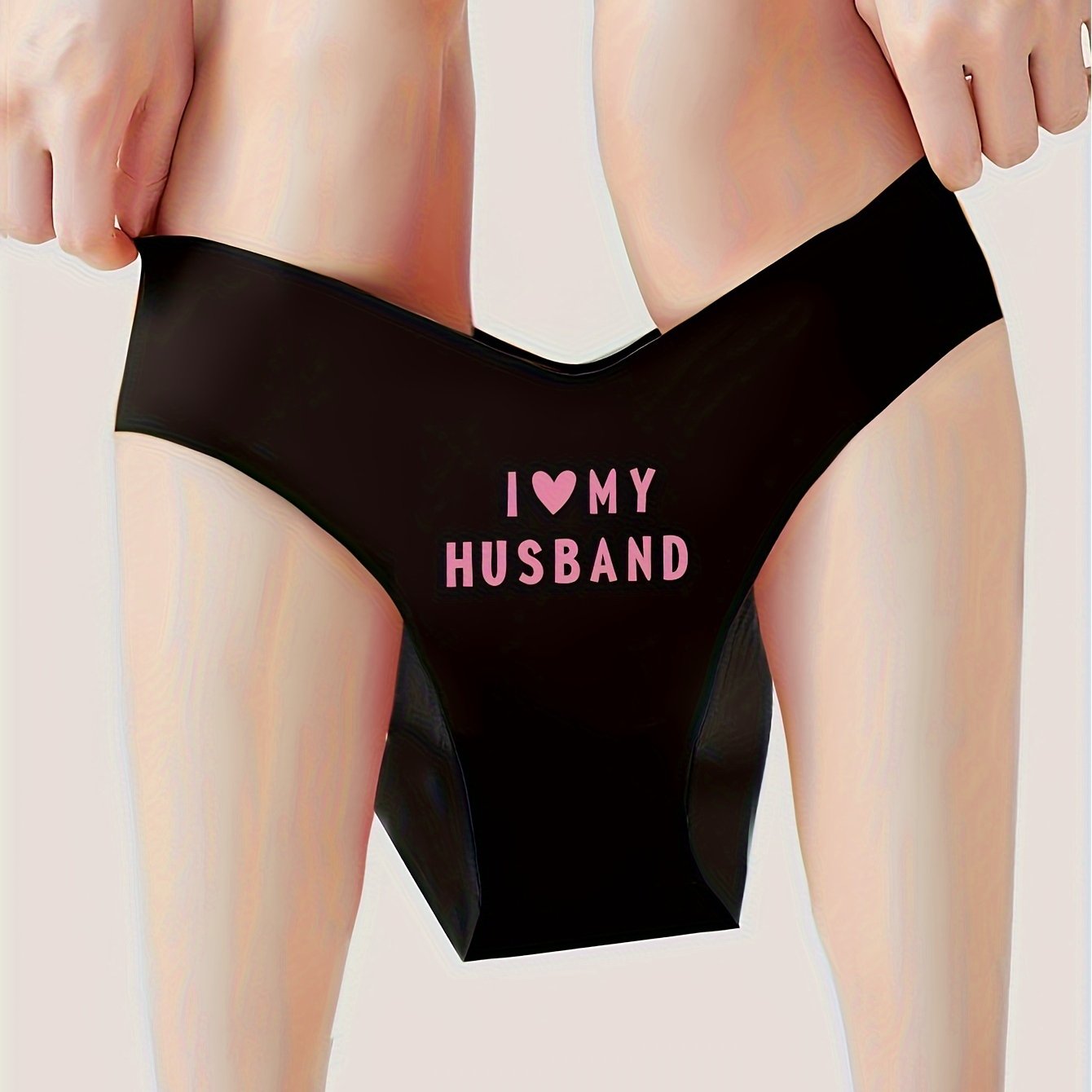 Sexy "I Love My Husband" briefs for women, comfortable and breathable.