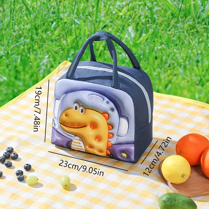 Cartoon Animal Print Lunch Bag - Keep Your Food Fresh and Insulated! Perfect for Students and Office Workers. Made from Waterproof Polyester with Foil Lining, Easily Hand Washable.