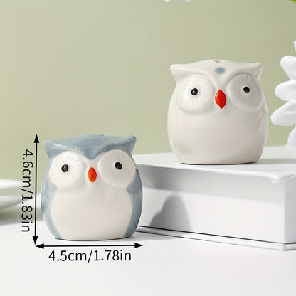 Set of 2 owl-themed ceramic salt and pepper shakers for outdoor picnics and BBQs, perfect for kitchen decor and gifting.