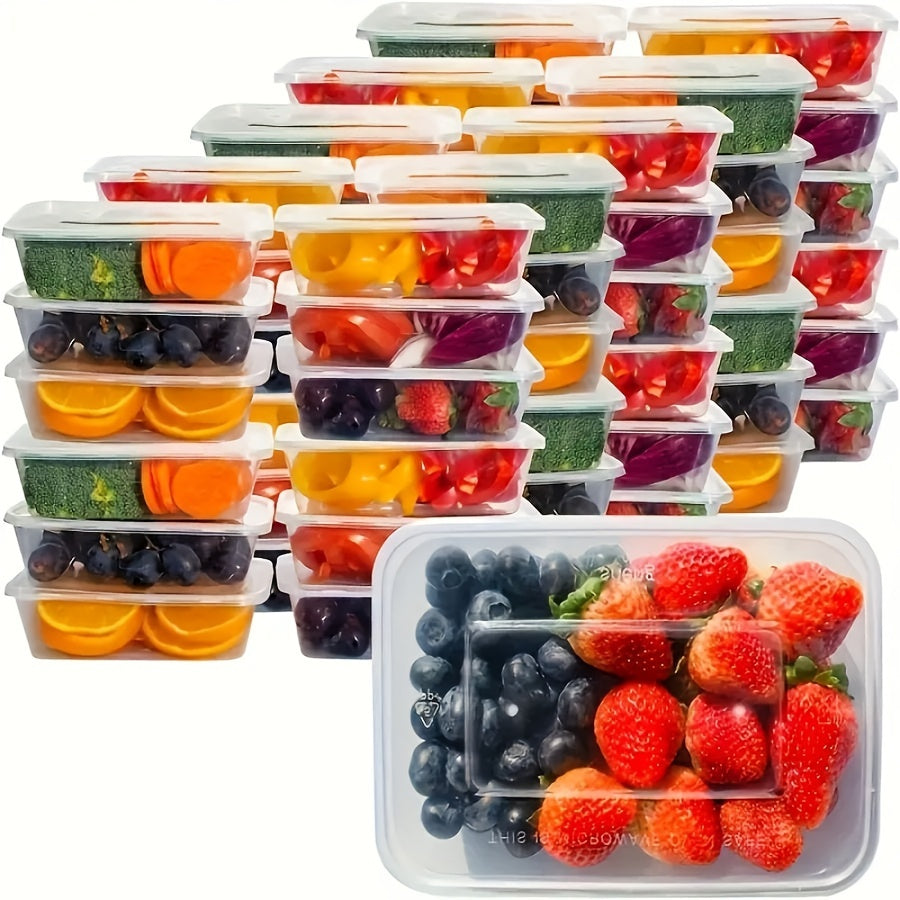 A pack of 15 BPA-free food storage containers, made of stackable PP plastic with lids, ideal for promoting healthy portion control and storing lunches, salads, and takeout meals. Perfect for kitchen and restaurant use, these disposable packaging boxes