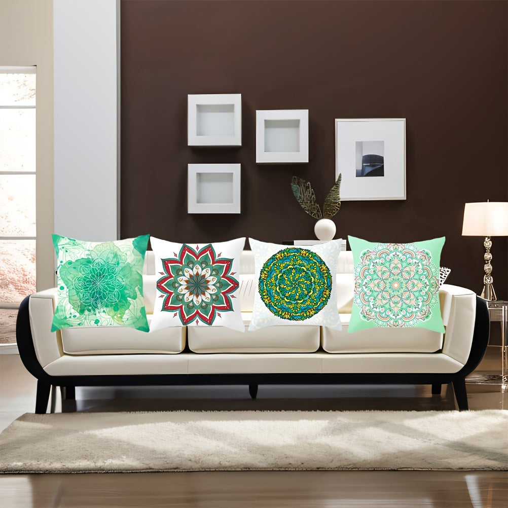 Bohemian Ethnic Style Pillowcases, featuring a vibrant Boho Mandala pattern. Add a touch of bohemian flair to your living room, bedroom, or sofa with these throw pillow covers. Each measures 43.99 X 43.99 cm and does not include a pillow insert. Great