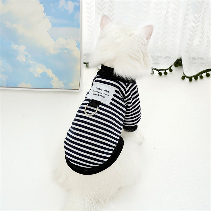 Warm striped sweater for small to medium dogs and cats.