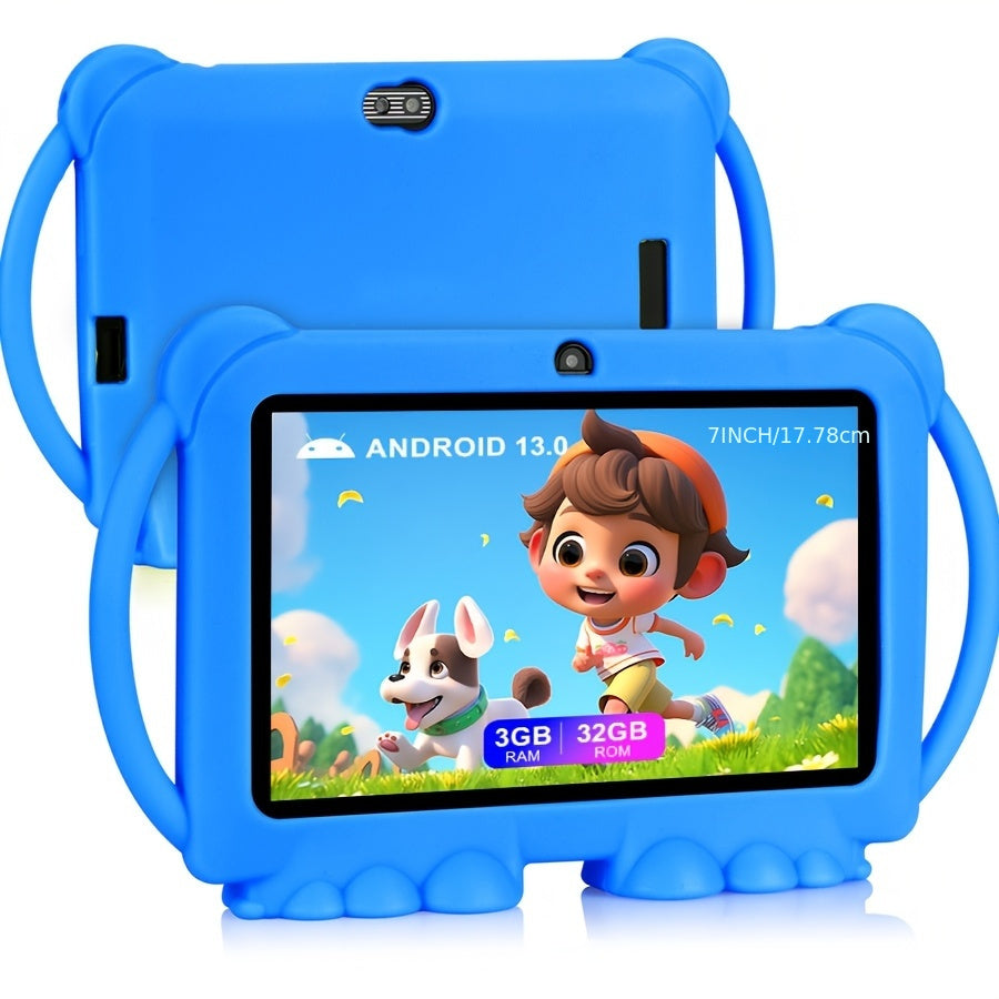 17.78 cm Kids Tablet with 32GB ROM, 2GB RAM, Android 11.0, 2.4G WiFi, GMS, Eye Protection Screen, Parental Control, Education APP, Dual Camera, Shockproof Case, Games, Ramadan gifts