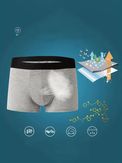 Set of 5 men's breathable underwear made of 95% cotton, stretchy, soft, and comfortable boxer shorts.