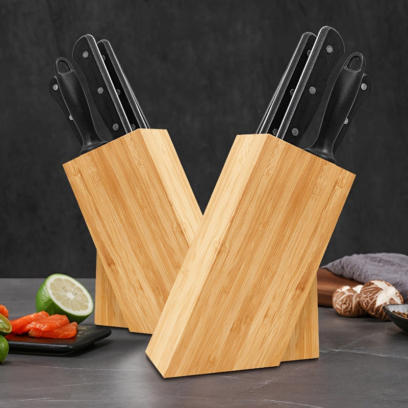 Universal Freedom Insert Bamboo Knife Block - Featuring a Removable & Washable Polypropylene Lining for Easy Care and Versatile Storage of Various Knife Sizes in the Kitchen.