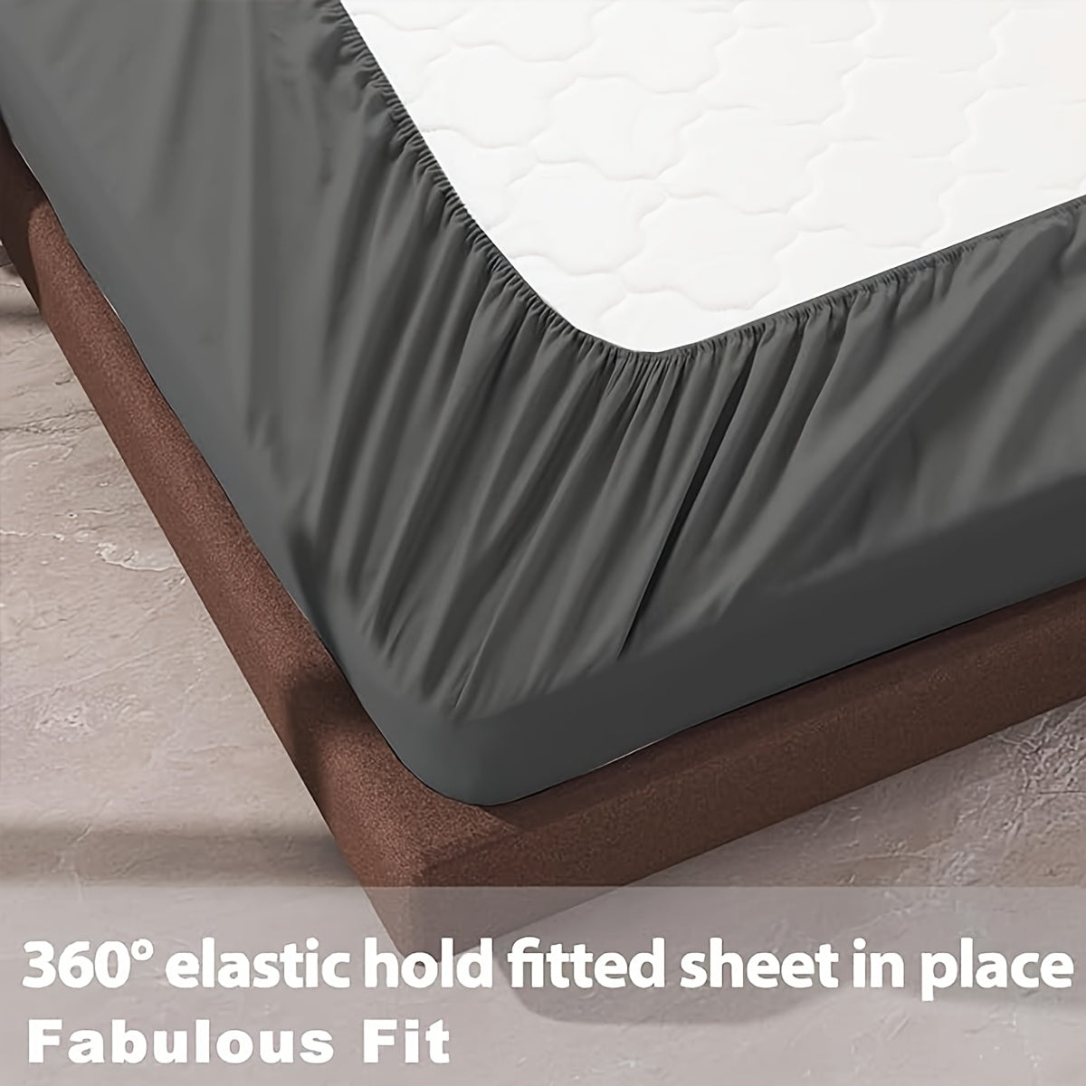 High-end 100% Microfiber Fitted Sheet with 35.56cm Deep Pockets, Elasticized Corners for Secure Fit, Machine Washable, Fade-Resistant Dark Gray - Perfect for Hotel and Home Full Size Beds