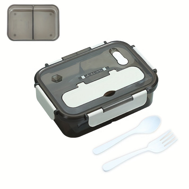 1-Piece Bento Boxes with Utensils - Ideal for On-the-Go Meals - Perfect for Travel, Camping, School, or Office - Safe for Microwave, Dishwasher, and Freezer Use - Durable Plastic Containers