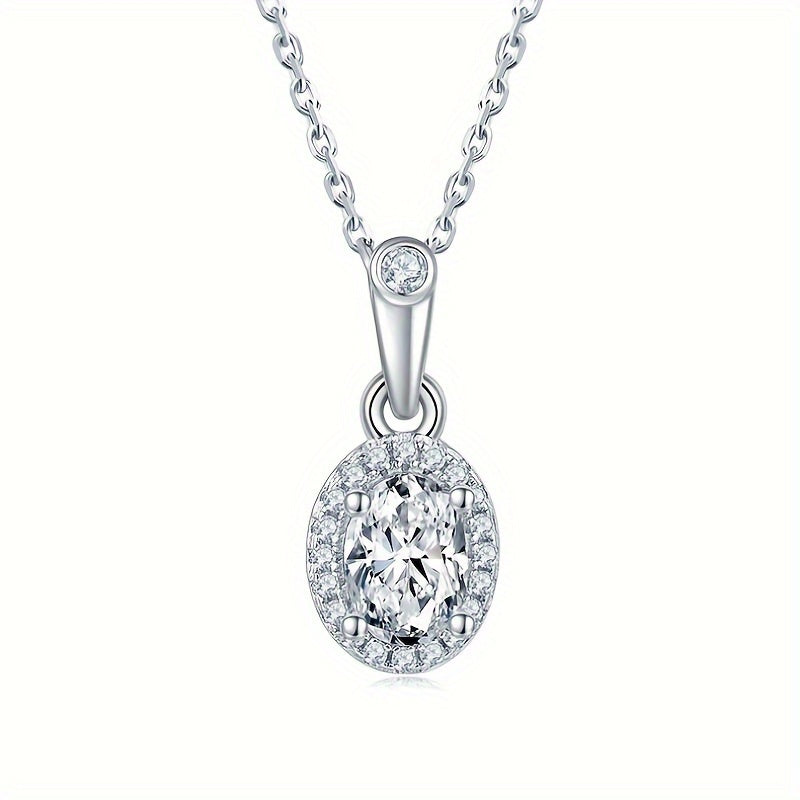 Indulgent S925 Sterling Silver Moissanite Necklace and Earrings Set, -Plated - Ideal for Holiday Celebrations, Festivals, and Night Out Events