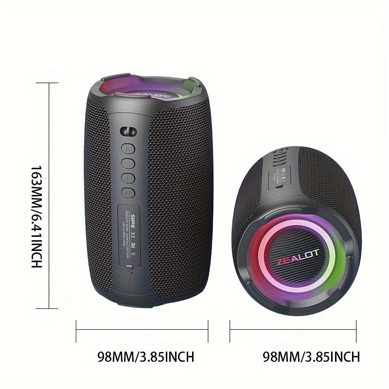 ZEALOT 20W simsiz dinamik, 3600mAh batareya, Yuqori aniqlikdagi audio, Bass kuchaytirish, Stol usti stereo ovoz, USB ulanish, Tugma boshqaruvi, 7.2 atrof-muhit, Smartfonlar/Planshetlar/Kompyuterlar uchun (Yo'q)