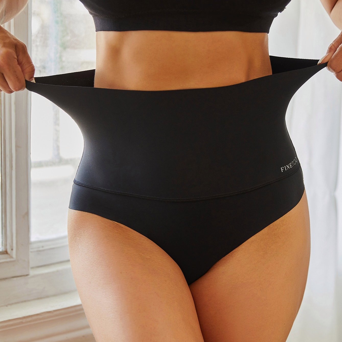 Stretchy high-waist briefs provide comfortable and breathable women's lingerie and underwear.