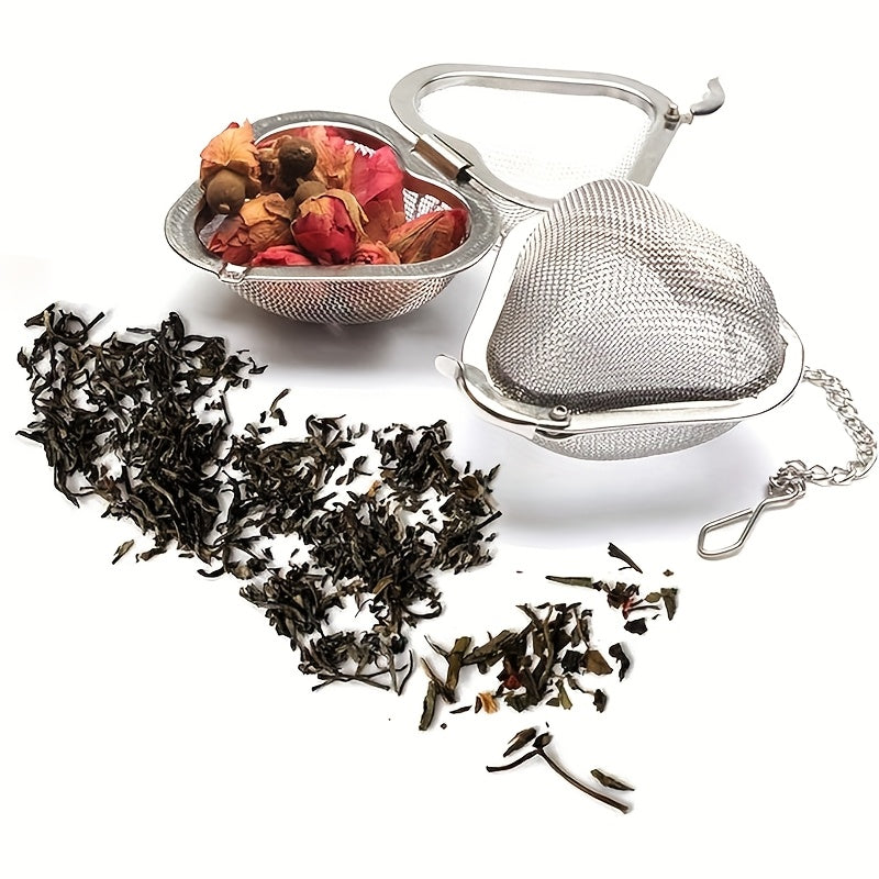 Heart-Shaped Stainless Steel Tea Infuser with Fine Mesh - Includes Convenient Removal Chain, Great for Brewing Loose Leaf Tea - Perfect for Halloween, Christmas, Eid, Thanksgiving, Tea Ball Steeper, and Uncharged Teas