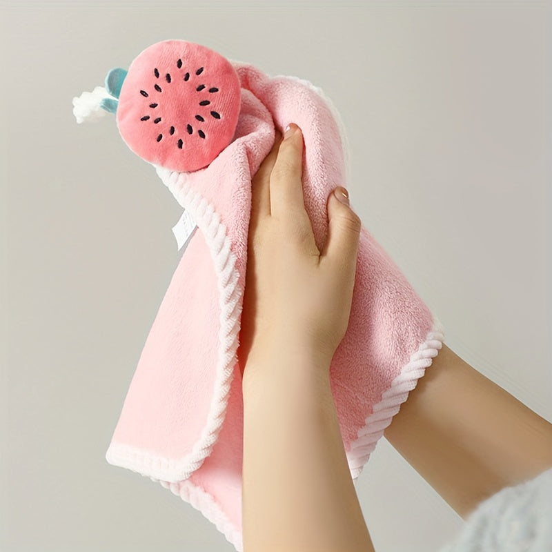 Set of 4 Adorable Cartoon Hanging Hand Towels - Ultra Absorbent & Luxuriously Soft Coral Velvet, Ideal for Pampering