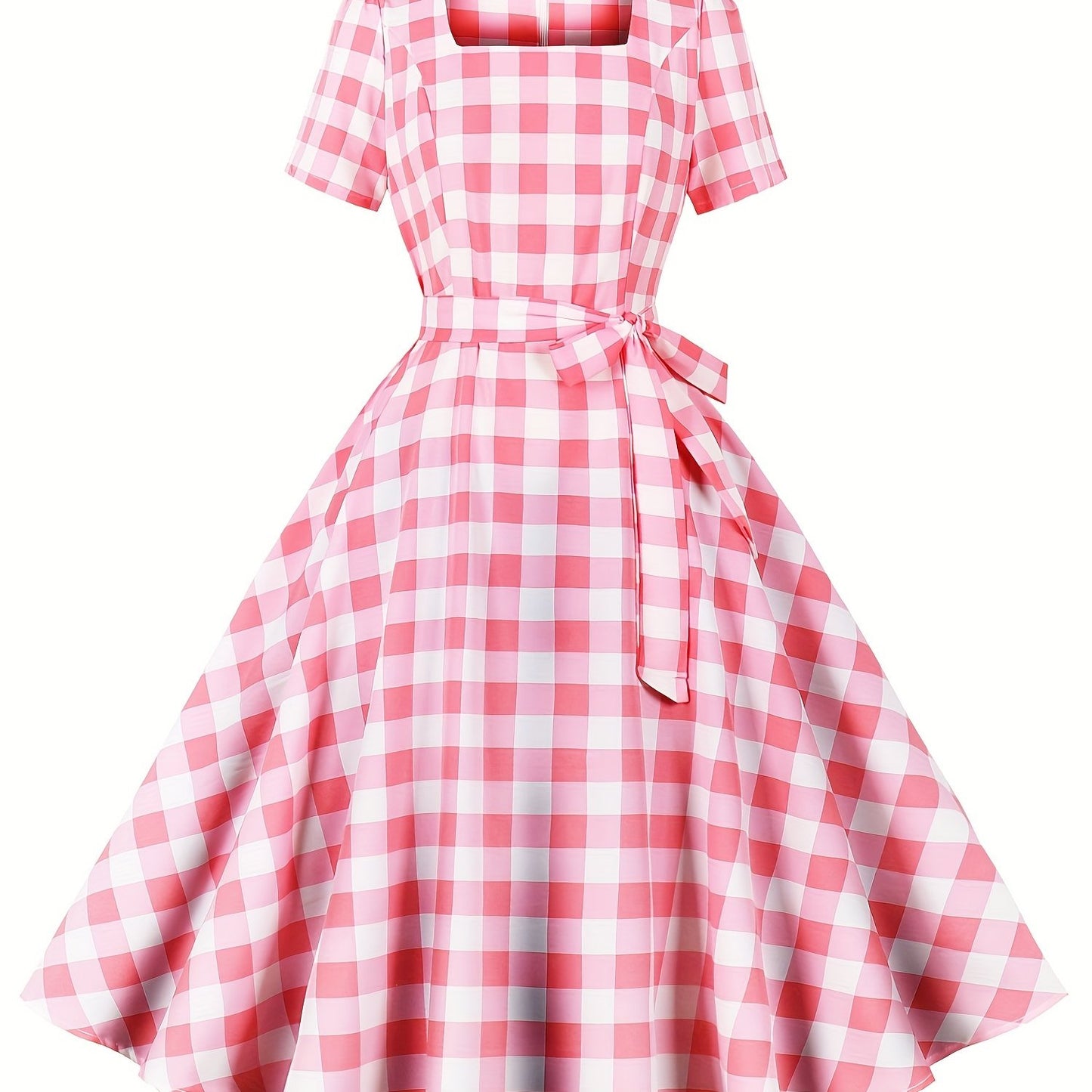 Polka Dot A Line Vintage Dress, Short Sleeve Party Dress for Women