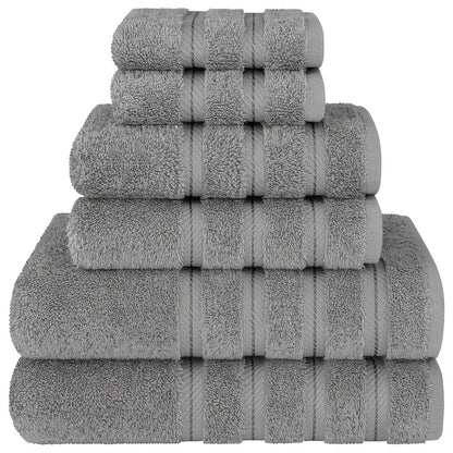 6-piece Light Grey Cotton Towel Set with Space Theme, 100% Cotton, 450gsm, Hand Wash Only