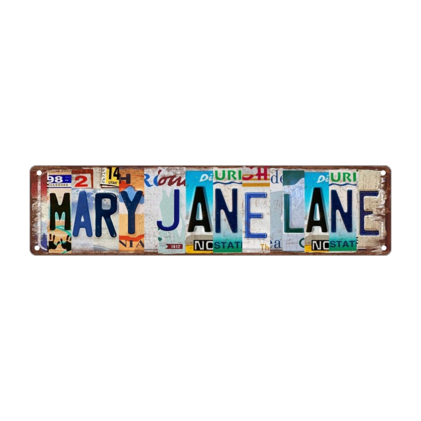 1 piece of the Mary Jane Lane Metal Tin Sign, measuring 15.75 inches by 3.94 inches (40x10cm). This novelty street sign is perfect for home, room, wall, restaurant, bar, cafe, garage, or farmhouse decor. It also makes a great Easter, Halloween, or