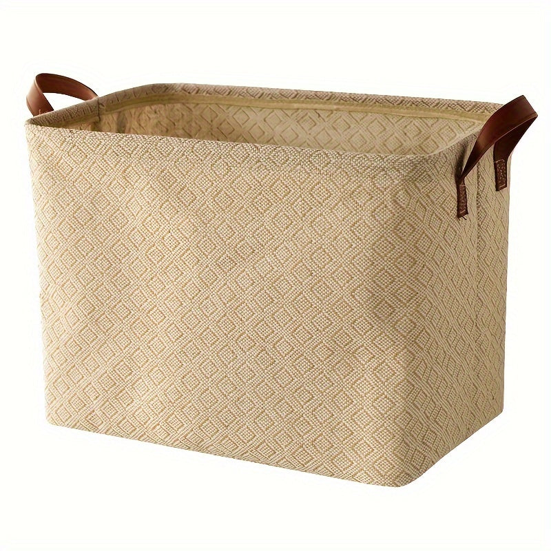 Jute Cloth Storage Bin with Handle - Spacious Wardrobe Organizer for Books, Snacks, Toys, Christmas and Halloween Gifts