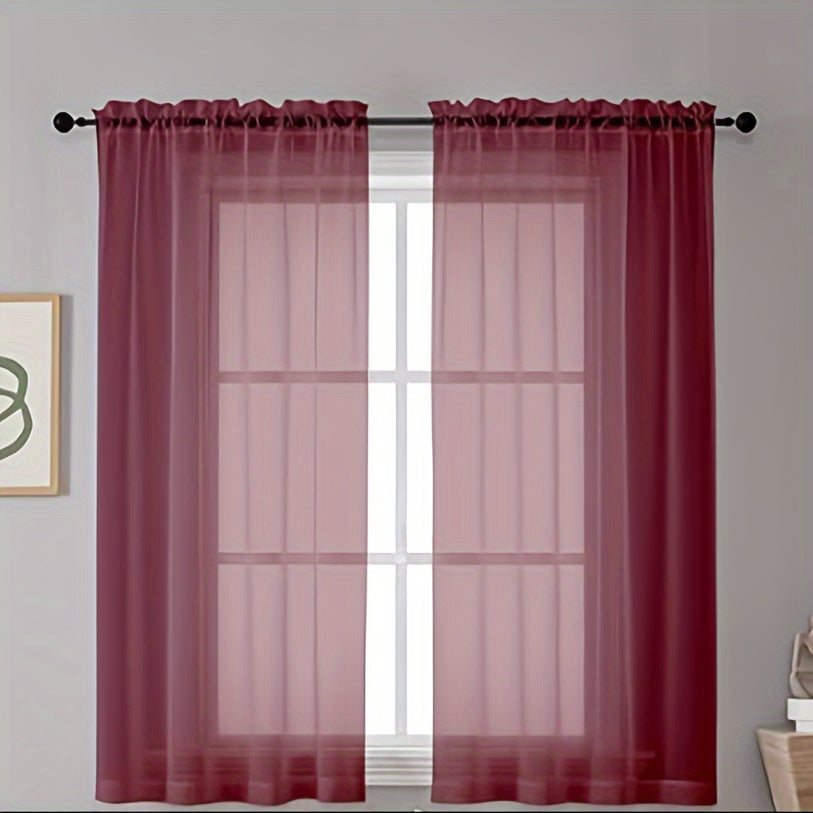 [Top Pick] Add a touch of elegance to your home with these stylish terylene gauze curtains. The two-piece set features a semi-transparent design in a plain color, perfect for creating a breathable and lightweight atmosphere in any room. Hang them with