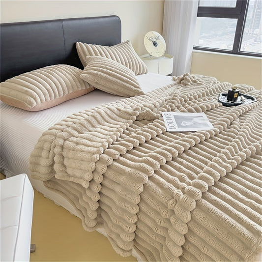 High quality, multifunctional blanket made from soft and comfortable rabbit plush material - perfect for cozying up in bed.