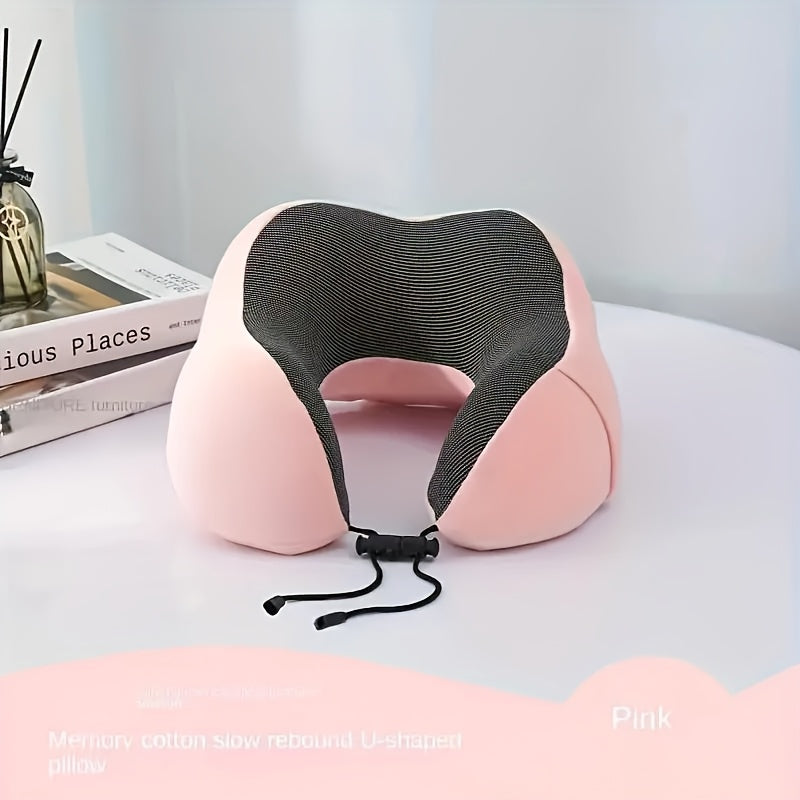 Travel in comfort with the 1pc Ergonomic U-Shaped Memory Foam Neck Pillow, featuring a removable washable cover. This reversible pillow provides neck support for airplane and office use. Made with spot-clean woven polyester fiber, weighing 200-250gsm.