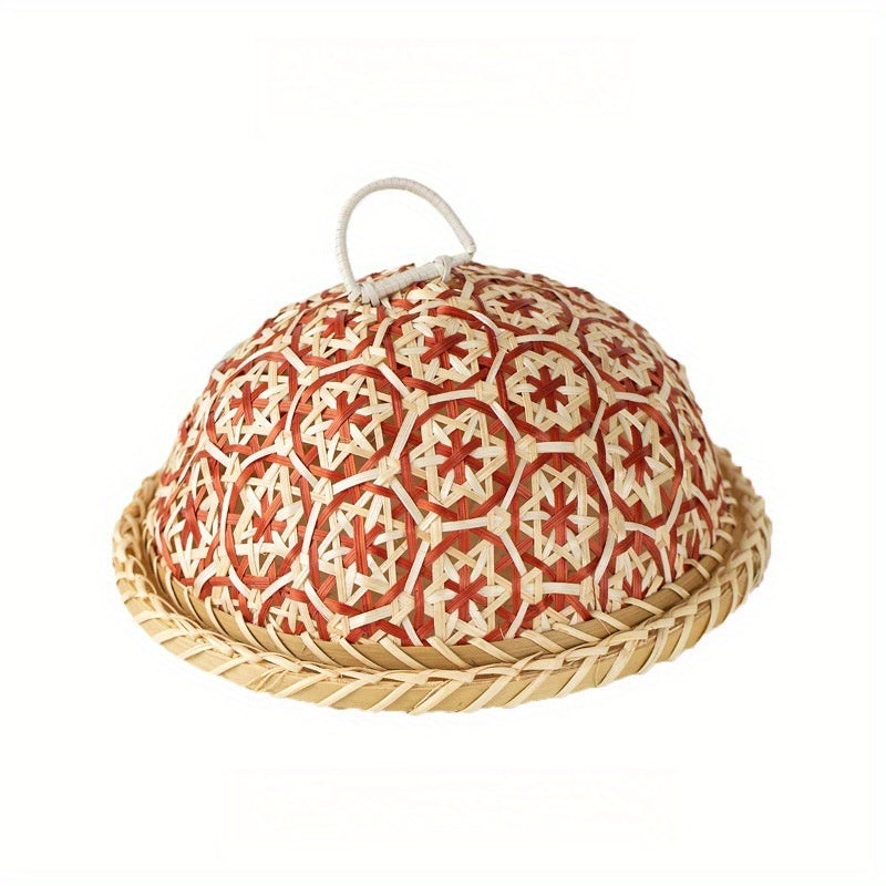 Round wooden bread basket with lid, insect-proof cover, for bread and snacks - 1pc.