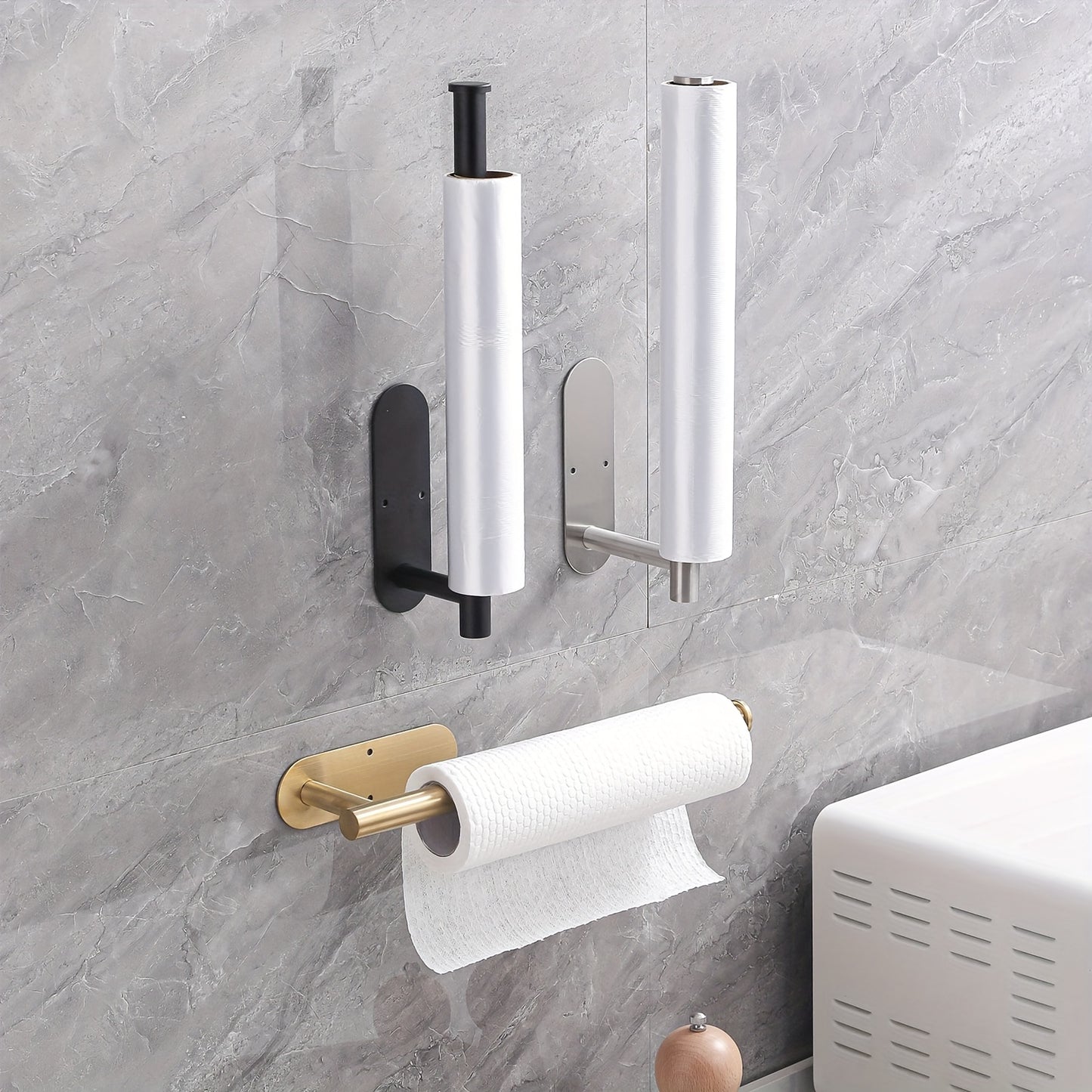 Stainless Steel Under Cabinet Paper Towel Holder, Self-adhesive or Screw-mount.